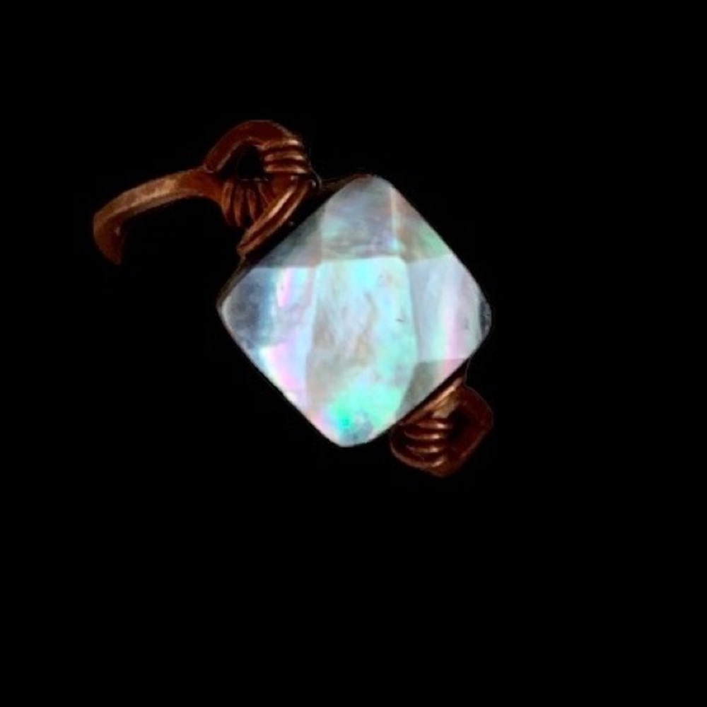 Copper Wire Wrapped Artesian Ring Dark Stone Fier… - image 3